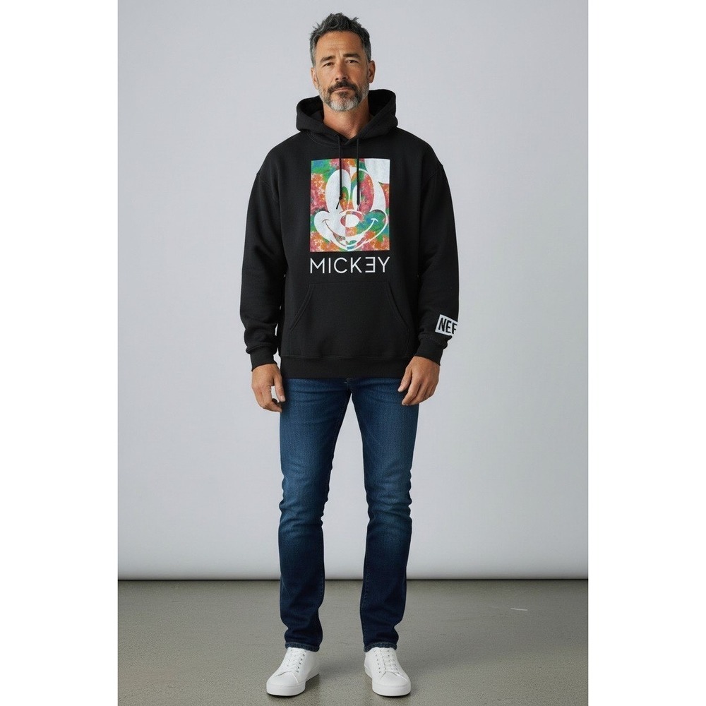 Disney Collection by Neff Sweatshirt Men Medium Black Mickey Graphic Hood Pocket